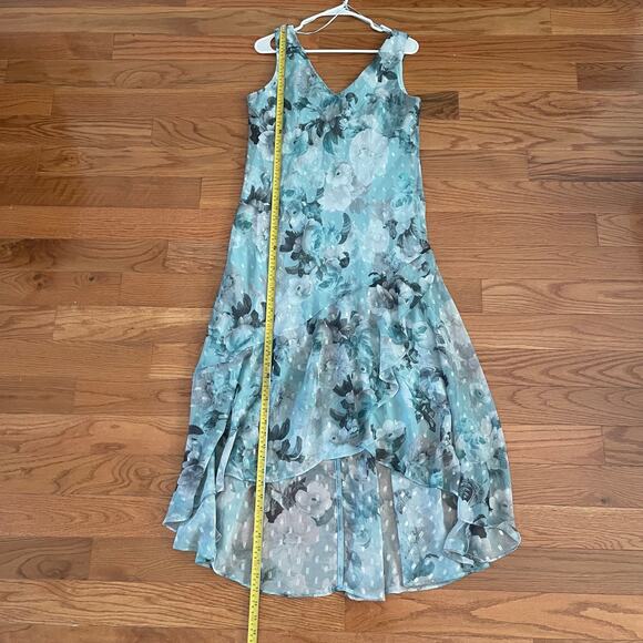 R&M Richards Double V-Neck Midi Dress Women 14P Floral Print Tulip Hem Elegant - Picture 8 of 9